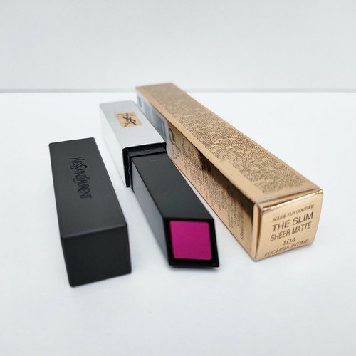 1x YSL Rouge Pur Couture THE SLIM Sheer Matte Lipstick, #104 Fuchsia Intime BNIB - Picture 4 of 5