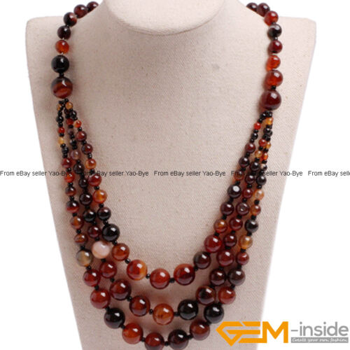 8-12mm Gemstone Round Beaded Fashion Long Necklace For Women 19 Inch Handmade AU - Foto 43 di 82
