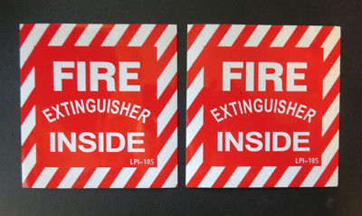   2 PACK FIRE EXTINGUISHER INSIDE SIGN SELF-ADHESIVE VINYL 4 X 4 NEW FREE SHIP