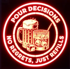 Beer & Whiskey LED Sign – personalized, Beer Mug, Whiskey Glass, Ice, remote