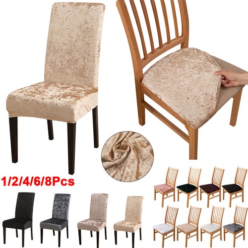 Crushed Velvet Dining Chair Covers Wedding Decor Stretch Seat Cushion