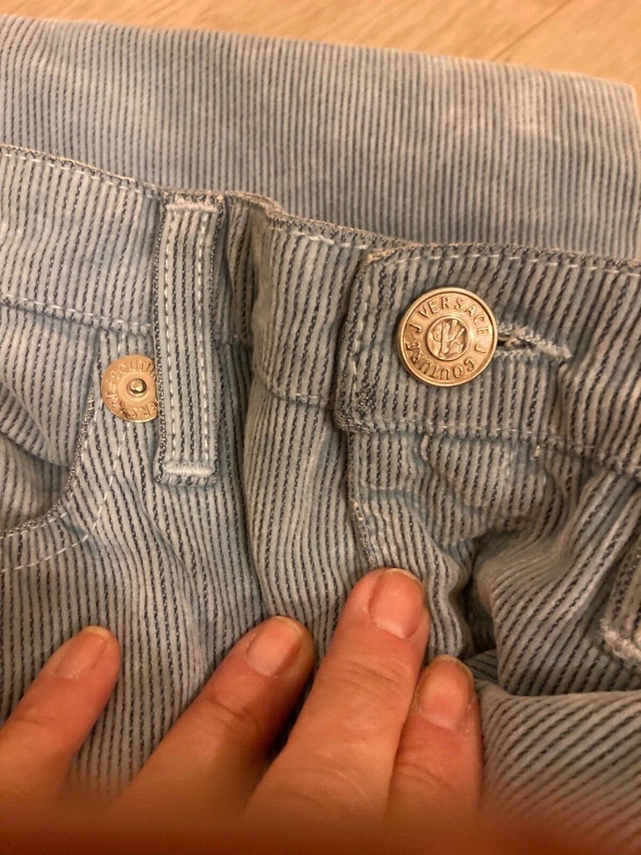Genuine Versace Lt Blue Corderoy Jeans Size 28 View 5