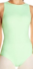 NWT Capezio TB223W Green w Blue Straps Ballet Dance Leotard Extra Small Adult