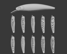 wLure Hard Plastic 3D Stencil for Fishing Lure Jerkbait Blank Body UPM600 V2