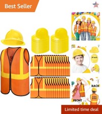 Construction Worker Costume for Kids - 48 Pieces - Hats Vests - Birthday Party