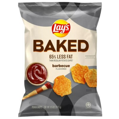 Lay's BAKED BARBECUE Potato Chips BBQ Crisps 65% Less Fat 6.25 oz 1 Bag