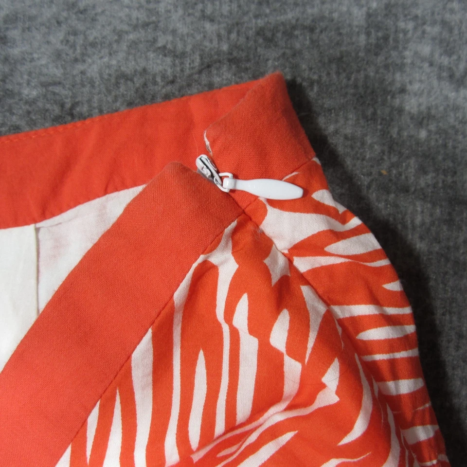 Fei A Line Skirt Womens 0 Orange White Geometric Cotton Lined Full Boho Festival - Image 3 of 4