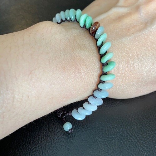 NWOT Round Mini Donut Natural Jade Bangle Bracelet Adjustable - Picture 6 of 12