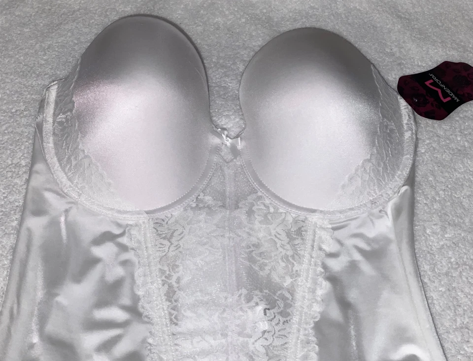 Sujetador Bustier MAIDENFORM Súper Sexy Sin Tirantes Encaje Blanco Push Up NUEVO Mujeres 38B 38D Foto 4 de 4