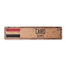 CAIRO EGYPT Vintage Street Sign Egyptian flag city country road wall rustic gift