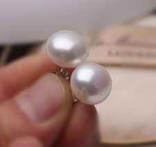 Top AAA 8-9mm Real Natural Akoya White Pearl Stud Earrings 14k Gold