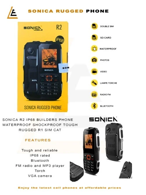 Sonica R2 IP68 Builders Phone Waterproof Shockproof Tough Rugged r1 SimFree CAT  - Image 2 of 4