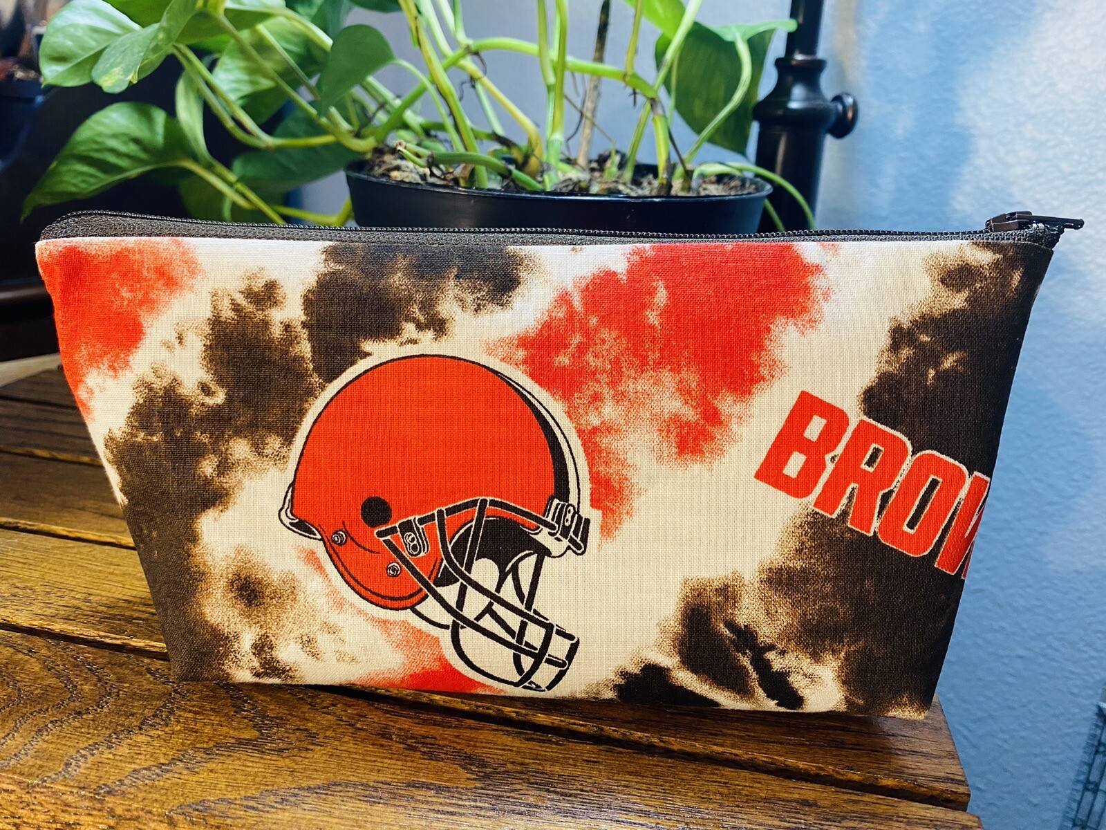 Handmade MakeUp Bag. Cleveland Browns. Zippered, Lined. Cosmetic, Travel Bag.