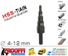 Stufenbohrer Schälbohrer Konus Bohrer Metall Fräser HSS TiALN Ø 4mm - 12mm C9260