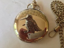 B20 Standing Woodcock polished silver case mens GIFT quartz pocket watch fob