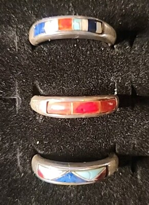 Rings SS 925 Set Of 3 With Insert Stones Size 9