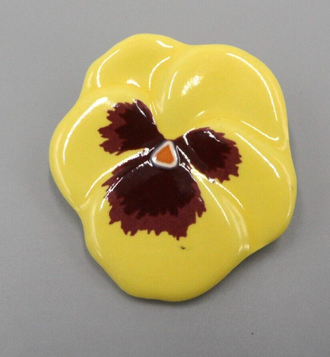 Avon Pansy Brooch Ceramic Flower Pin Granny Cottage Core Floral Nostalgia Vtg