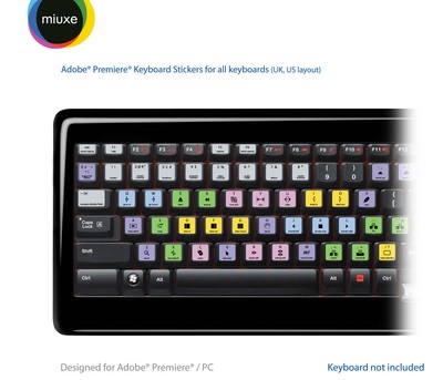 Adobe Premiere Keyboard Stickers - Shortcut Key Labels For Video Editing Software On Standard Keyboards