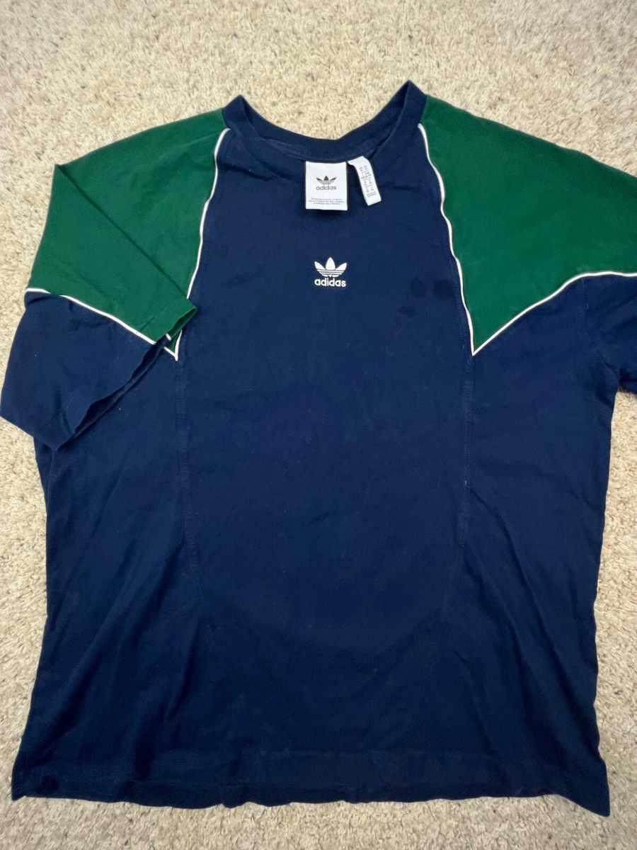 vena Paquete o empaquetar máquina de coser Adidas Blue Green T Shirt Short Sleeve w Logo Men's Size XL VTG Style Sharp  | eBay