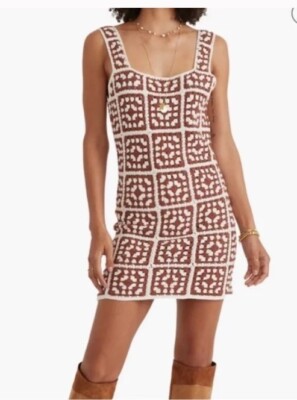 MARINE LAYER Women's Celeste Crochet Mini Dress Brown White Square Neck Med NWT | eBay MARINE LAYER Women's Celeste Crochet Mini Dress Brown White Square Neck Med NWT | eBay