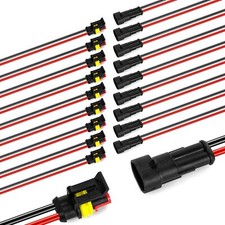 10 Kit 2 Pin Way Car Waterproof Electrical Wire Connector Plug Male Female AWG