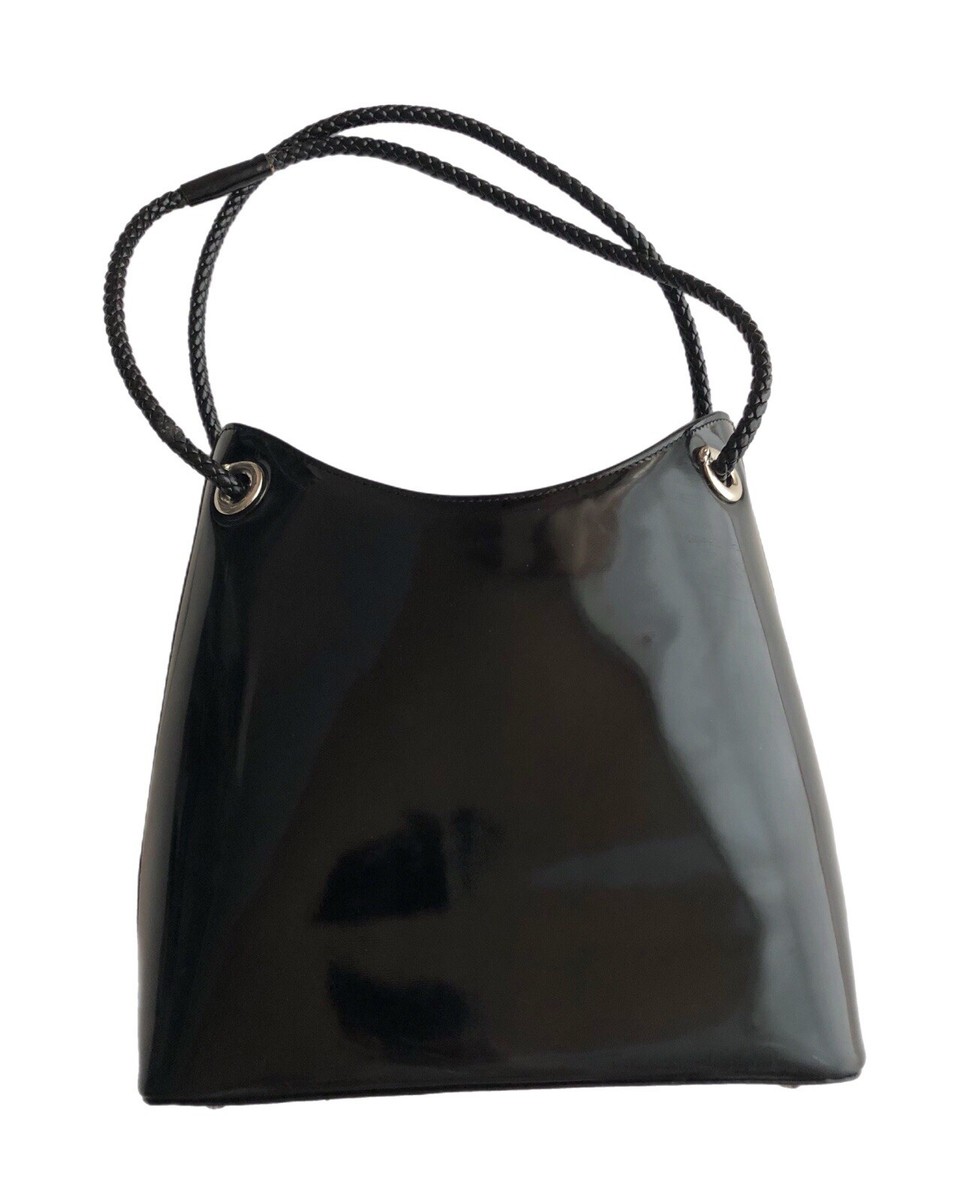 CARTIER Panthere Vintage Black Patent Leather Double Handles