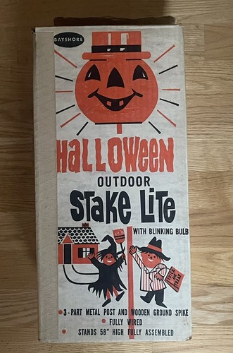 Vintage Bayshore Halloween Light Pumpkin Blow Mold Original Box Very Rare READ - Picture 2 of 22