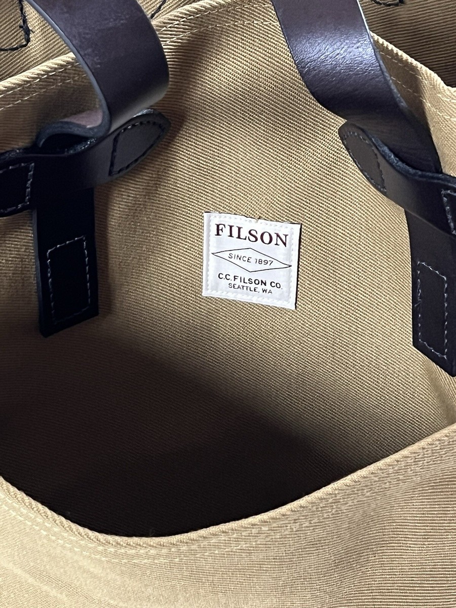 FILSON RUGGED TWILL OPEN TOTE BAG TAN NWT WITH KEY CLIP RARE | eBay