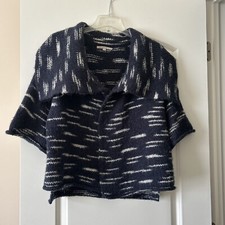 Gap Womens Blue White Thick Knit Cardigan Oversized Open Front Sweater Beautiful