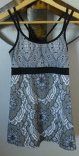 PrAna Kaley Tunic Tank Top Yoga Double Straps Shelf Bra Black/White Size XS EUC