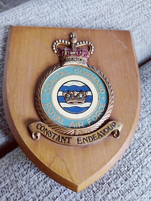 Vintage Holz Küstenkommando Royal Air Force Plakette Schild Wappen RAF