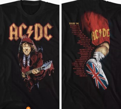 ACDC Music T-Shirt 1996 World Tour 2 Sided Metal Rock N Roll New