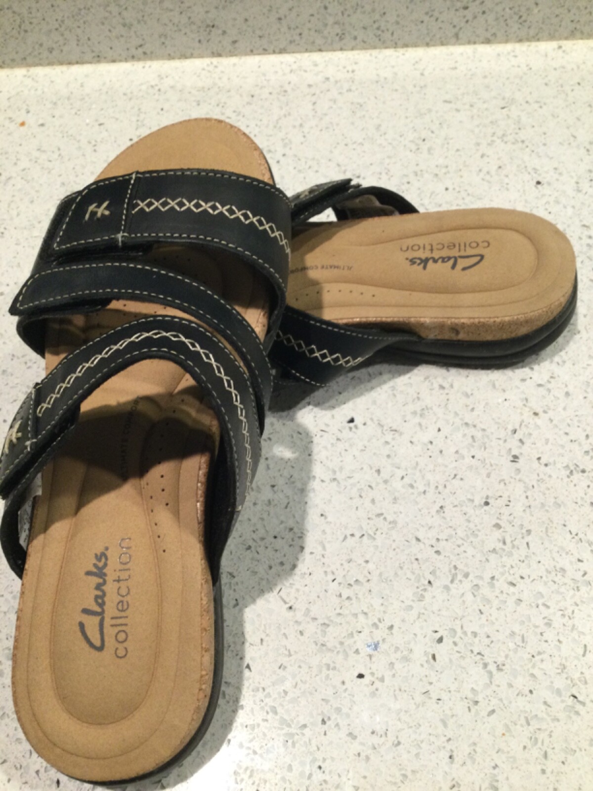 Clarks Collection Leather Slide Sandals Roseville… - image 3