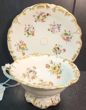Antique Old Paris Hard Paste Porcelain Teacup Saucer Perfect 1840s
