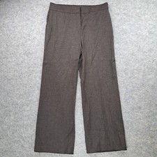Oscar De La Renta Pants Womens Size 10 Brown Straight Wool Trousers Career Dress