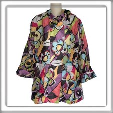 Luii Van Gogh Semi Sheer Snap Zip Up Tunic Jacket Hooded Lightweight Size Medium