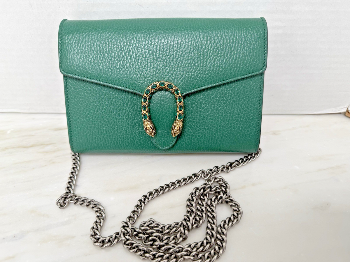 Gucci Green Leather Crossbody Dionysus WOC Bag | eBay