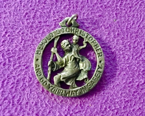 Vintage Sterling Silver Saint Christopher Christian Catholic Pendant