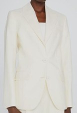 1740 Nina Ricci Women's Ivory Peak-Lapel Wool Blazer Size FR 36/US 4
