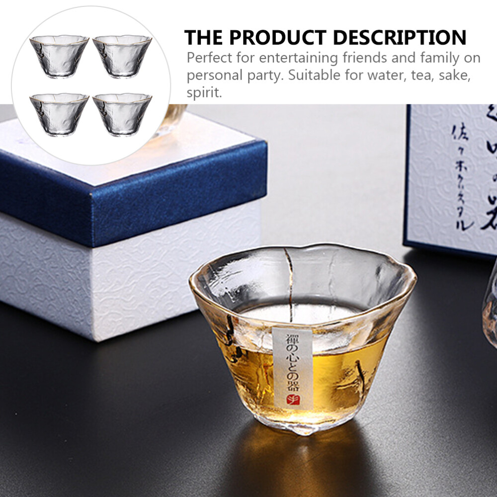 4 Pcs Sake Becher Soju Gläser Retro-Trinkgläser Japanische Teetasse