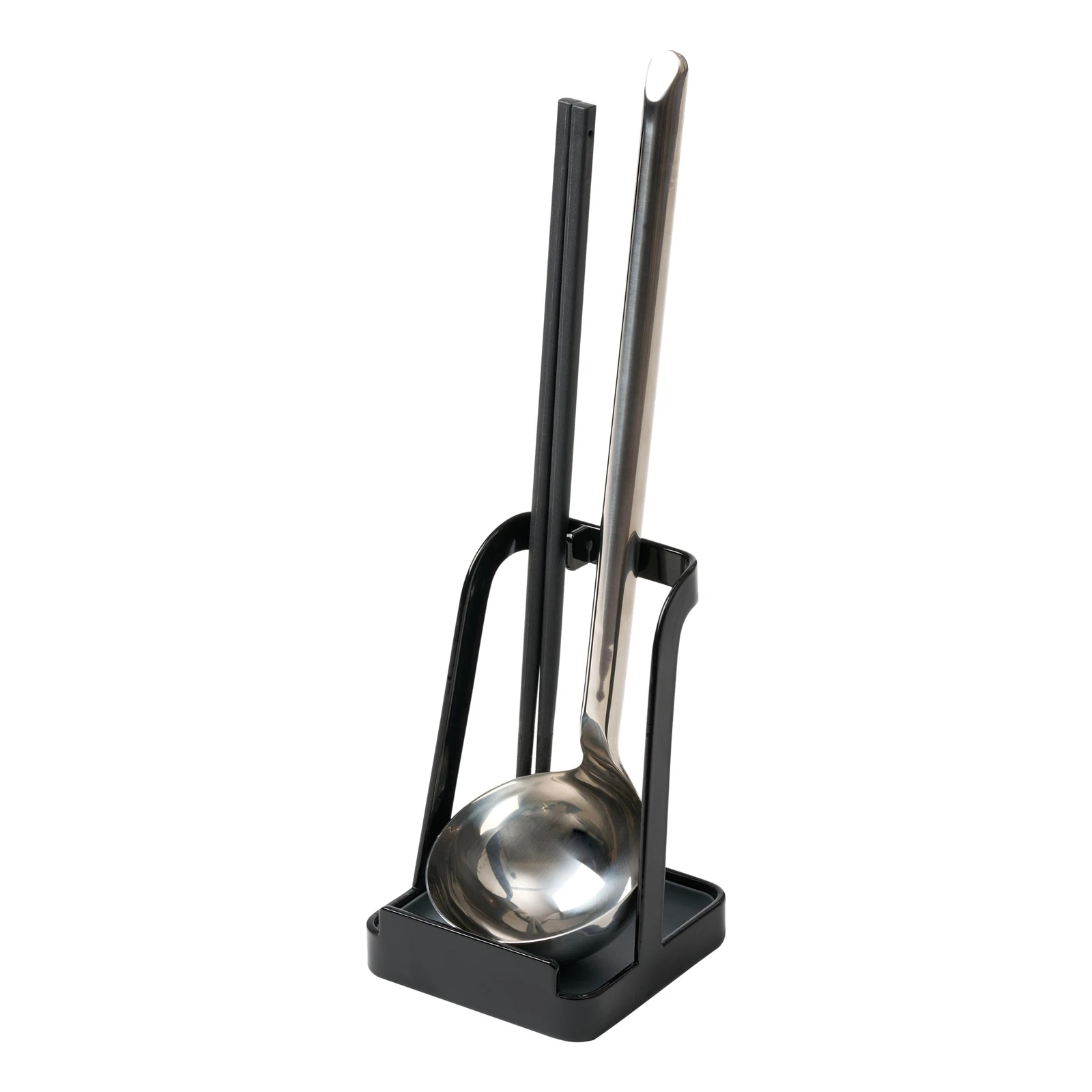 Yamazaki Home Tower Ladle Holder - Lid Stand For Utensils In Kitchen - Steel - Thumbnail 2