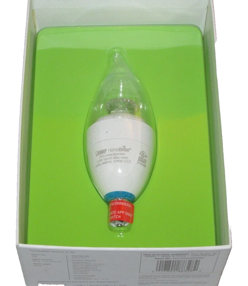(1) NEW HomeBrite Smart LED Bulb B10 Chandelier 4.5w (40w rep) 2700K BLUETOOTH - Image 2 of 4