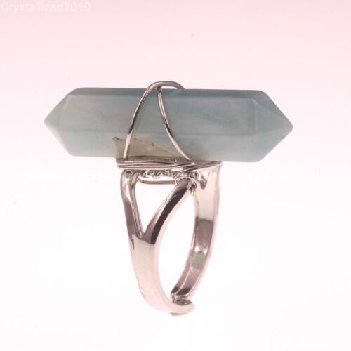 Natural Gemstones Hexagonal Pointed Reiki Chakra Beads Adjustable Ring Healing - Picture 60 of 63