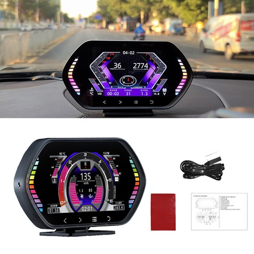 Car HUD Gauge Digital Head up Display Dual System OBD2 GPS Speedometer Alarm - Foto 14 di 17