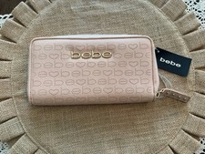 Bebe Women  s Zip Around Wallet Lt Pink NWT