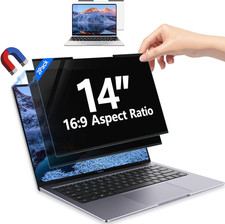 2-Pack 14" Magnetic Laptop Privacy Screens, 16:9 Anti-Blue Light  Glare Filter,