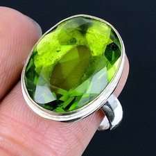 Peridot Handmade 925 Sterling Silver Jewelry Ring US Size 7.5
