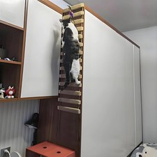 Cat Climbing Ladder Bridge for Cats Cage Sisal Wooden Rope Ladder Pet Furniture