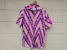 Vintage Seaplane Floral Geometric AOP Button Down Shirt Made In USA Men โ S