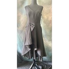 Kay Unger New York Begonia Midi Dress Pleated Asymmetrical Party Cocktail Size 4